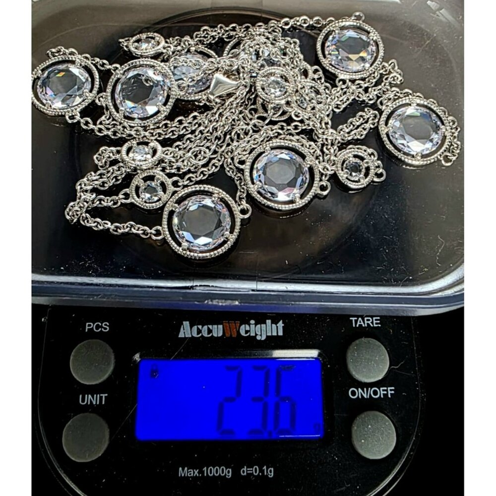 New Tocara Sterling Silver Necklace DiAmi Crystal Bezel Station 42" Long Bianca - Picture 10 of 12